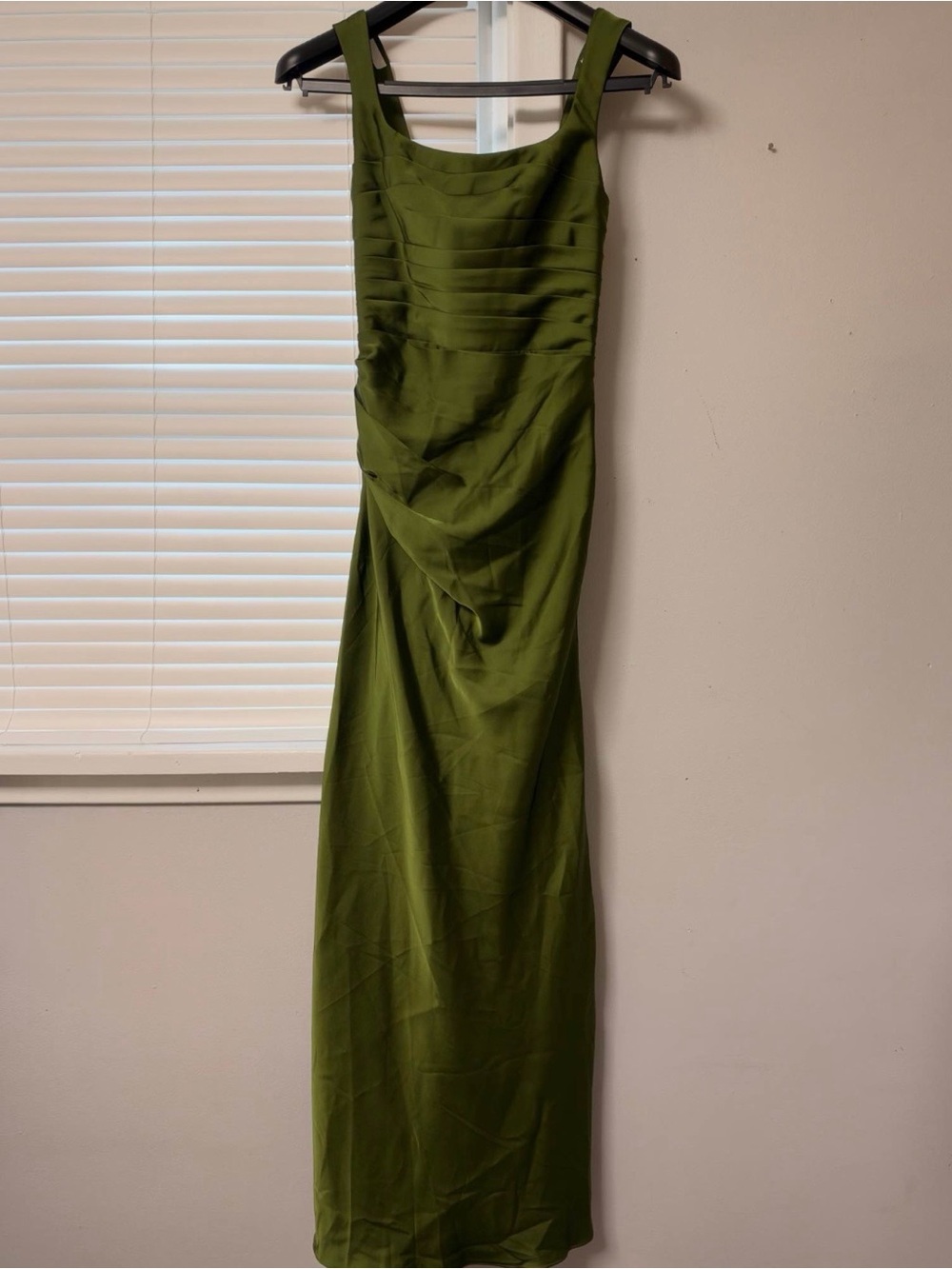 Azazie Olive Green Sleeveless Maxi Dress